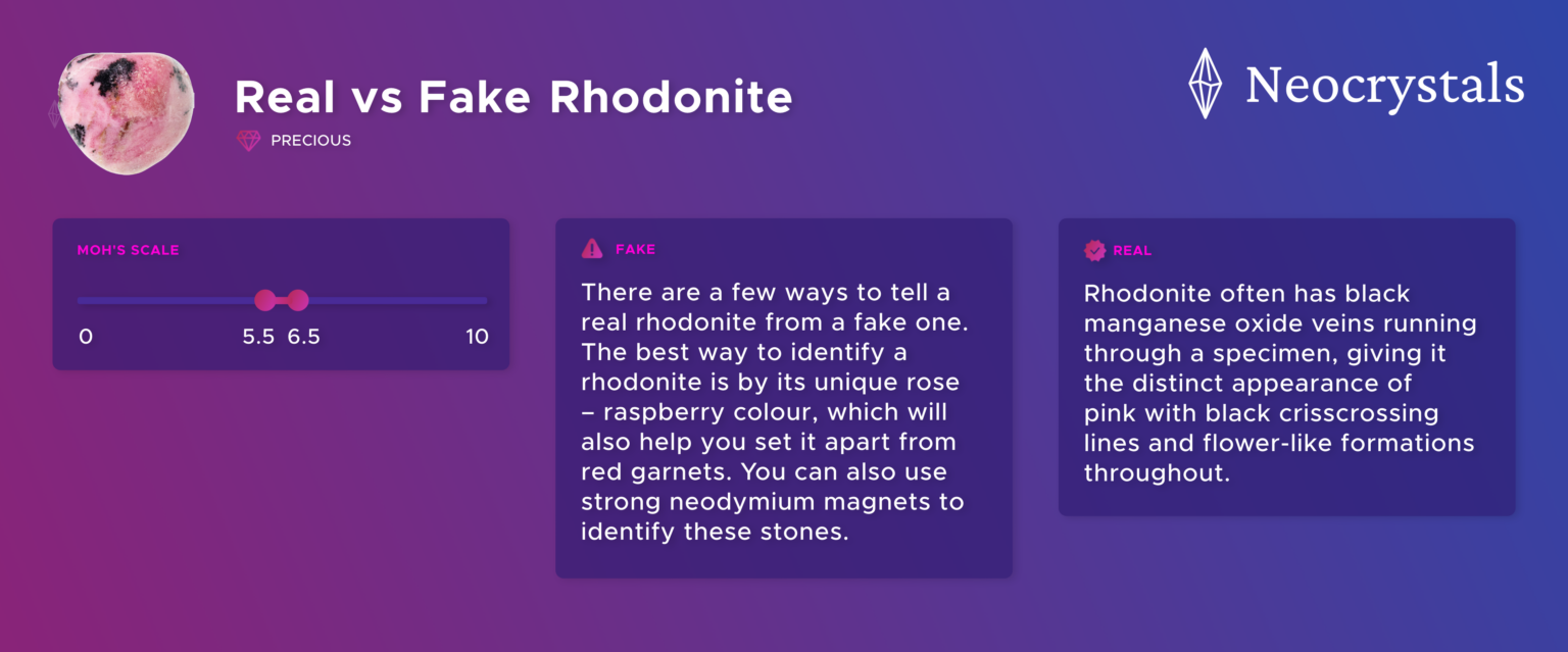 How to tell if Rhodonite is Real or Fake in 3 Simple ways.