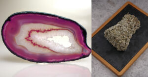Sage to cleanse Pink Agate